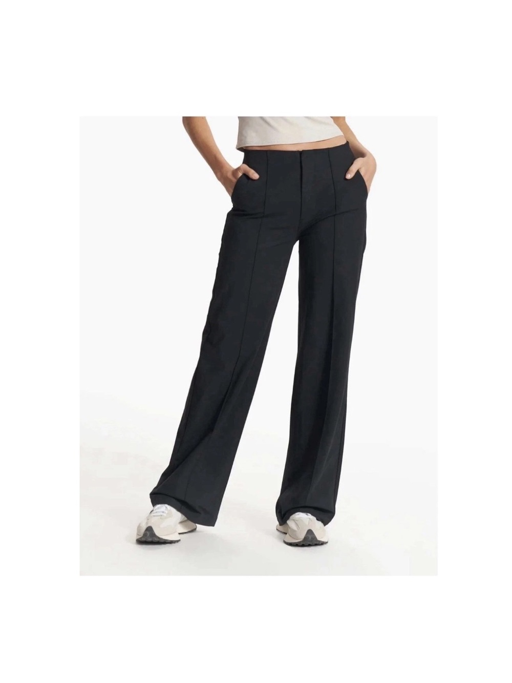 Vuori Meta Wide Leg Pants Women’s Medium  30” Black 4 Way Stretch Casual